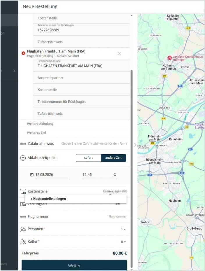 CarlE Businessportal – Route und weitere Fahrtangaben
