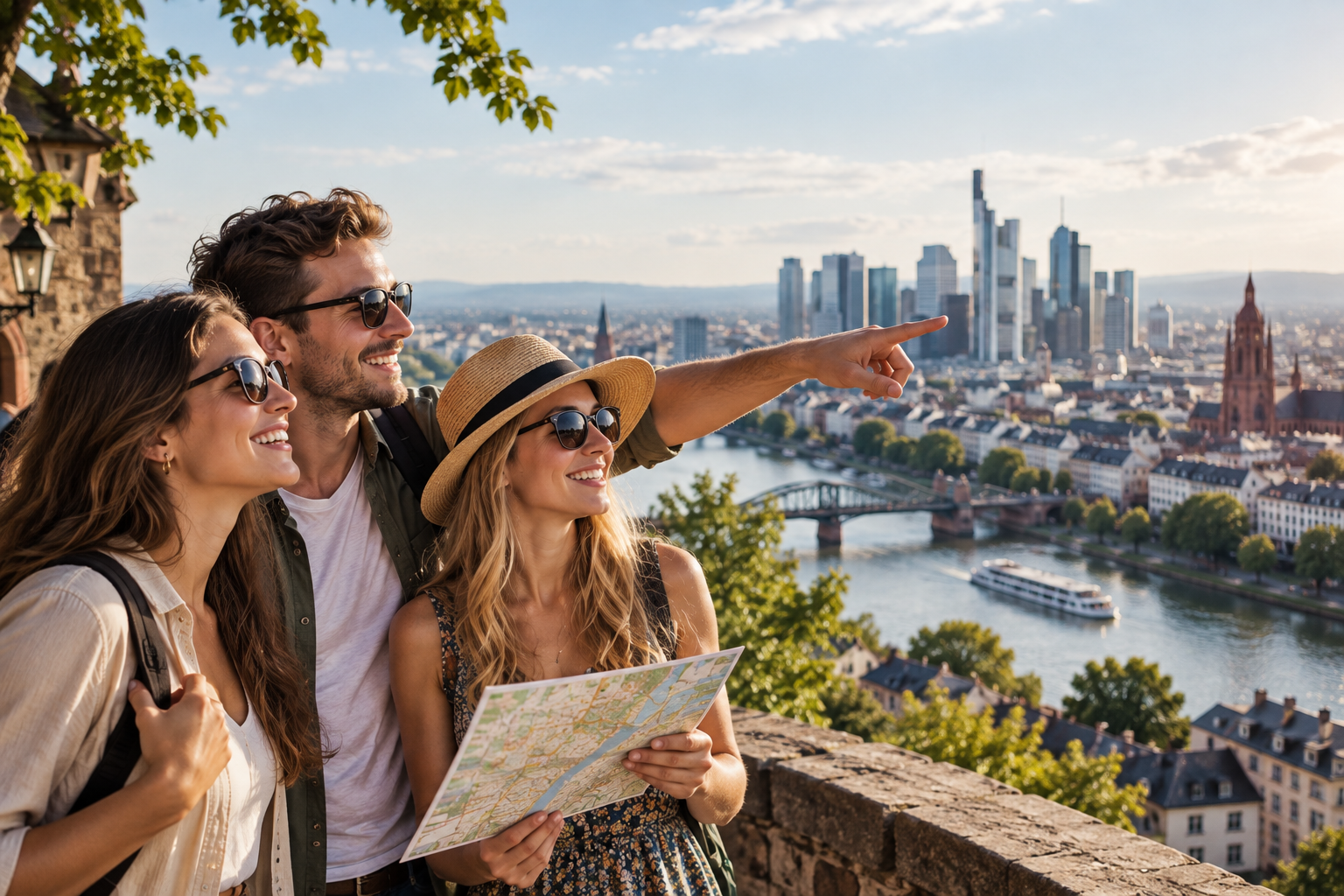 Menschen mit einer Landkarte bei einem Stadtausflug